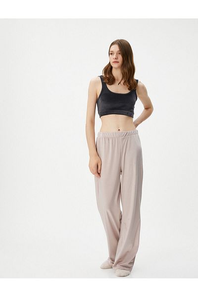Koton Top de pijama din catifea Crop U Gâtul cu textura moale