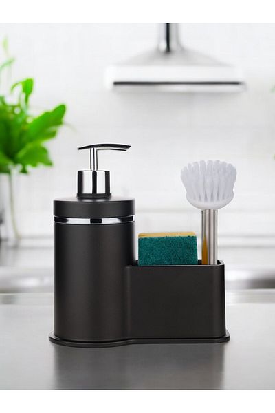 okacih 300 ml Detergent Dispenser Soft Colored Liquid Soap Dispenser - with Chamber, Brush Sponge, Not