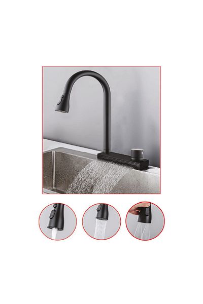 Penta Spiral Selale Sink - Black Faucet