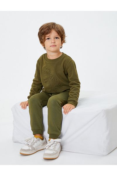 Koton Mikina Crew Neck Dinosaur s dlouhým rukávem