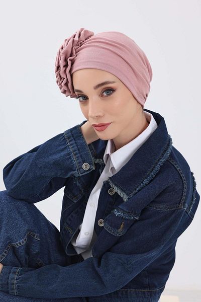 Aisha's Design عمامة بونيه شتوية باللون الوردي، b-21rb
