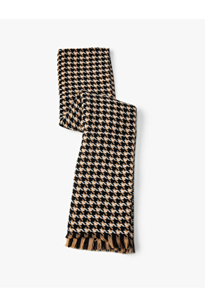 Koton Scarf Houndstooth Patterned Soft Textured Tassels