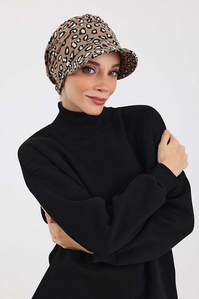 Aisha's Design Patterned Winter Hat with Visors - Bonnet,B-73Dıv