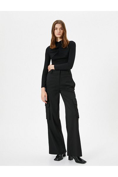 Koton Tricou cu mânecă lungă drapat - guler vertical