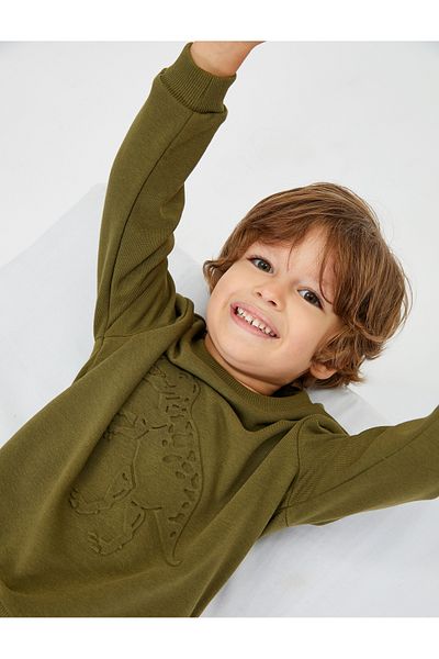 Koton Mikina Crew Neck Dinosaur s dlouhým rukávem