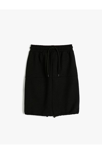 Koton Basic Skirt Tie Waist Slit Detail