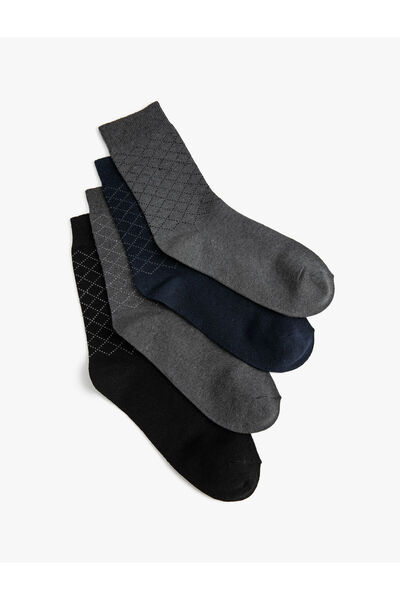 Koton Set of 4 Sock Socks Geometric Pattern Multicolored