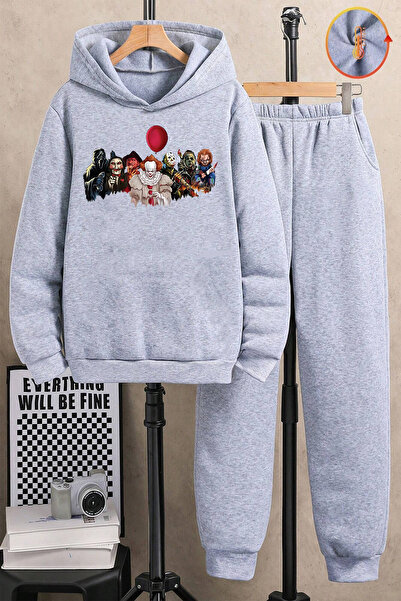 uyguntarz Σετ παιδικές άνετες φόρμες με στάμπες χαρακτήρες τρόμου