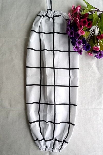 Emtory Home Kareli Poşetlik - Organizer Keten Çift Lastikli Poşetlik - Mutfak Organizer