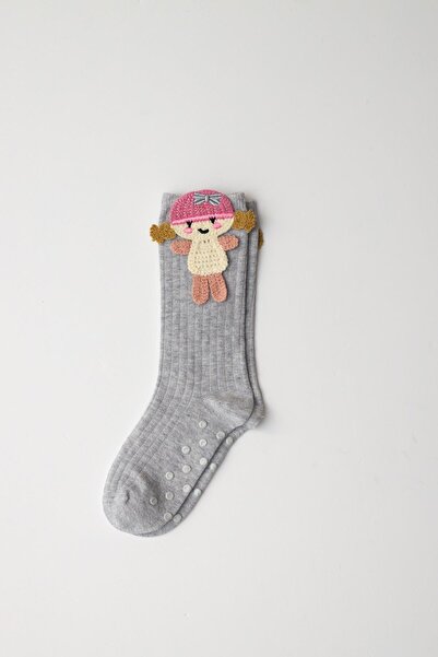 Katia&Bony Сиво-меланжирани фигурни чорапи за момичета