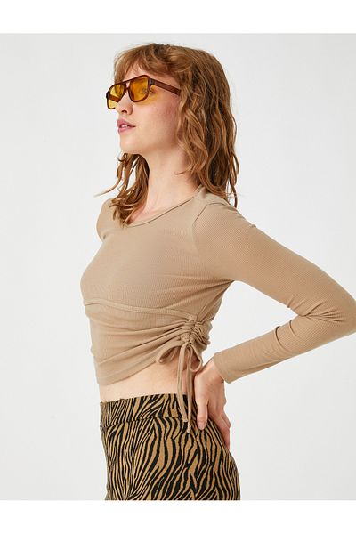 Koton Μακρυμάνικο T-Shirt Crop Gathered