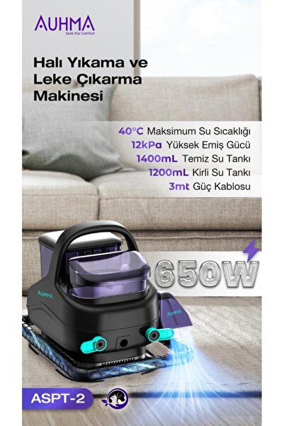auhma Halı Koltuk Yıkama Ve Temizleme Makinası Siyah 650W ASPT-02