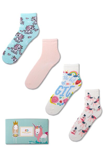 Katia&Bony Чорапи в кутия с шарка на еднорог за момиче от 4 части