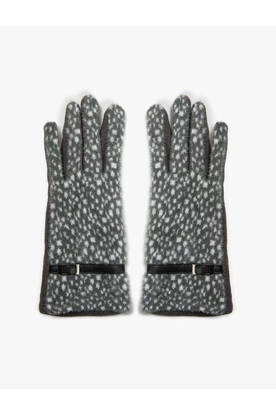 Koton Plush Gloves Band Detailed Patterned