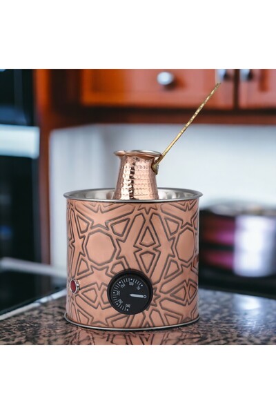 tuliphomev Copper Sand Coffee Machine Compatible with All Countries - with Coffee Pot