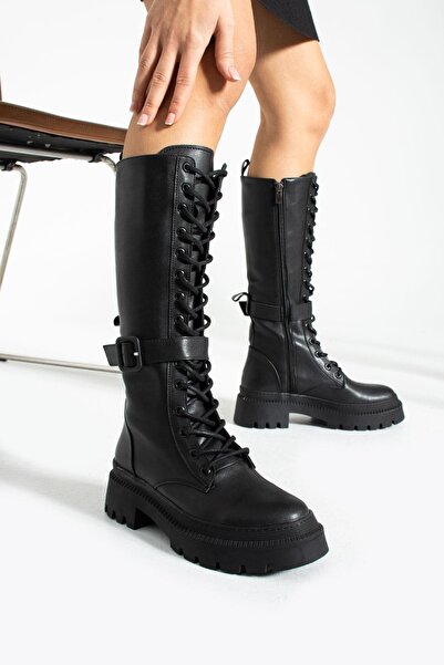 Seniorah حذاء نسائي من الجلد الأسود من Yulpy