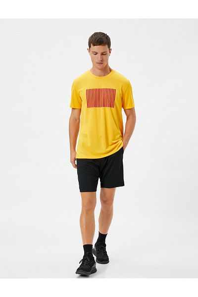 Koton Αθλητικό T-Shirt με στάμπα με λαιμόκοψη κοντό μανίκι