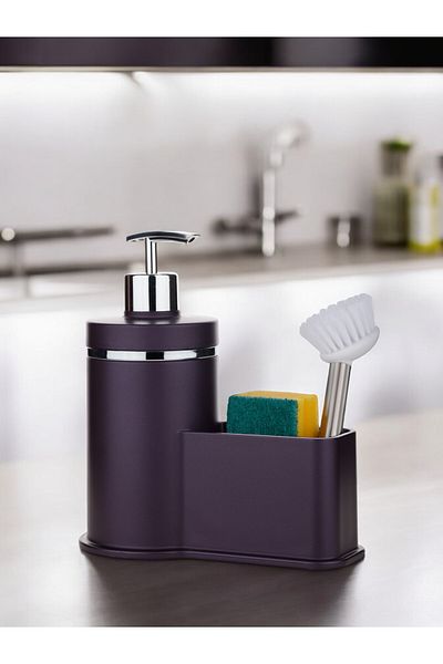 okacih 300 ml Detergent Dispenser Soft Colored Liquid Soap Dispenser - with Chamber, Brush Sponge, Not