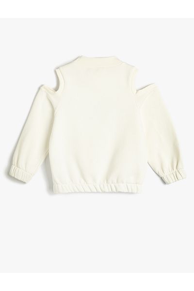 Koton Glitter Printed Sweatshirt - Window Detail, Rubber Waist and Cuffs