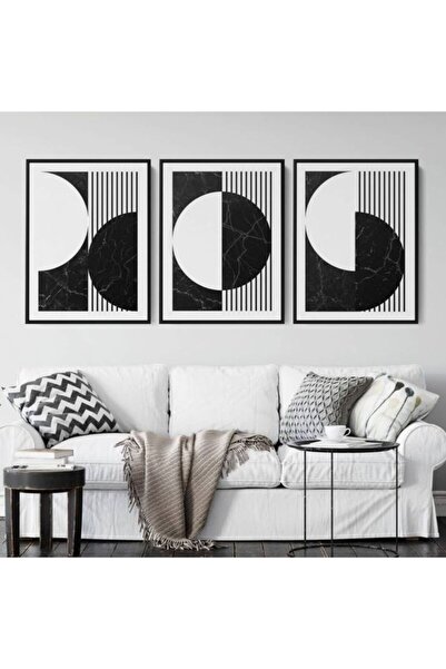 icase Kanvas Daire Yarım Ay Geometrik Şekil  Otantik Konsept Dekor Tablo set ...