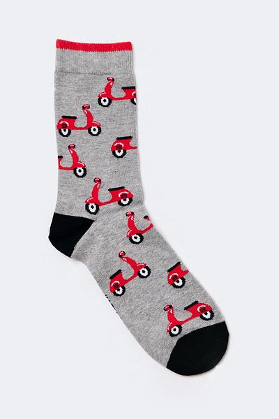 Katia&Bony Motorcycle Art Socks Gray Melange