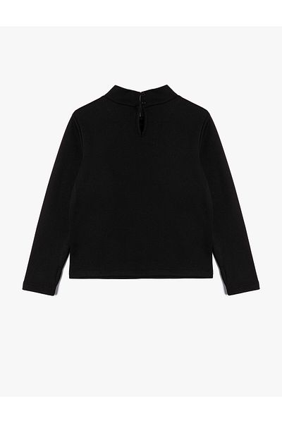 Koton Basic Sweatshirt Long Sleeve High Collar Button Closure at Back