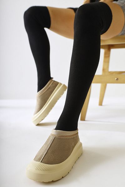 Limoya Γυναικεία παπούτσια Katelyn Beige Suede με επένδυση από γούνα στο εσωτερικό