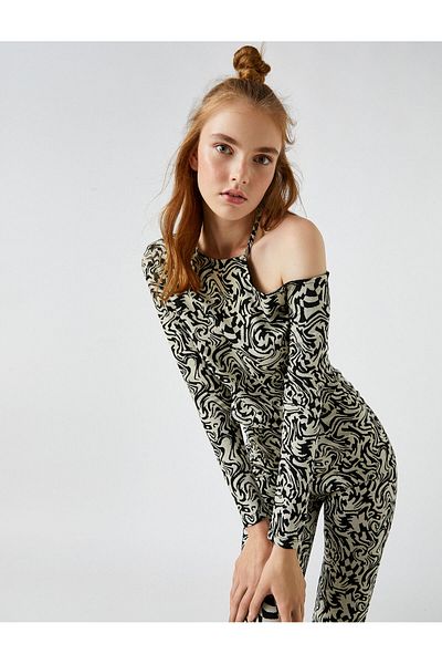 Koton Crop Window Detailed Long Sleeve T-shirt