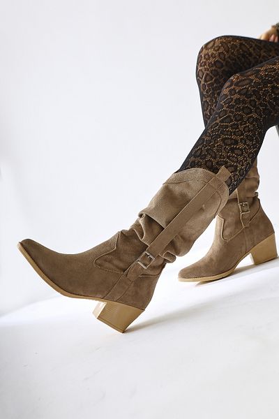 Limoya Γυναικείες μπότες Nare Mink Suede Bellows με μυτερή μύτη