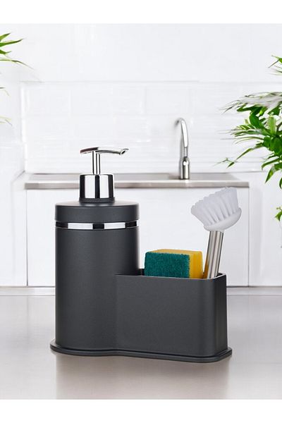okacih 300 ml Detergent Dispenser Soft Colored Liquid Soap Dispenser - with Chamber, Brush Sponge, Not