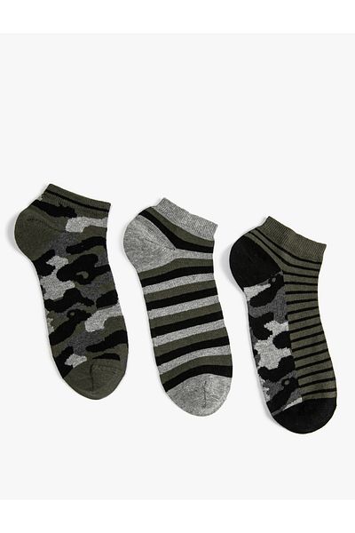Koton Set de 3 ciorapi papuci cu model de camuflaj