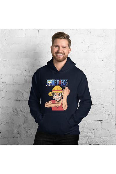 Moda Glo Унисекс суитшърт с качулка и щампа Monkey D. Luffy One Piece