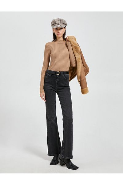 Koton Halber Rollkragenpullover, Slim-Fit-Strickwaren