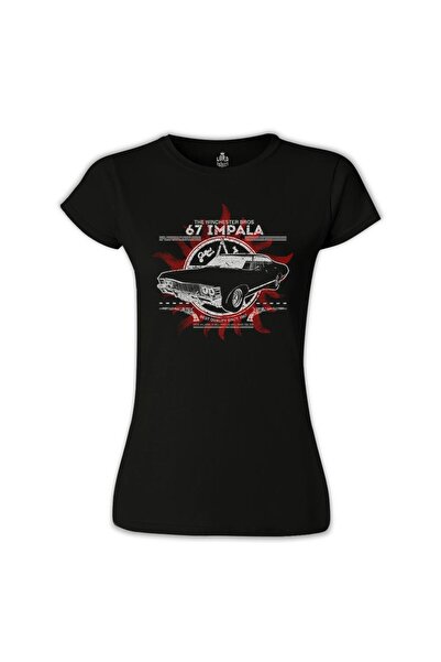 Lord T-Shirt Supernatural - 67 Impala Siyah Kadın Tshirt