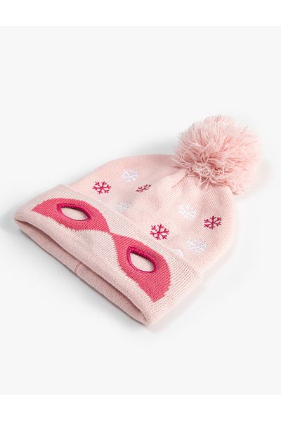 Koton Pompom Beret with Window Detail Mask Themed