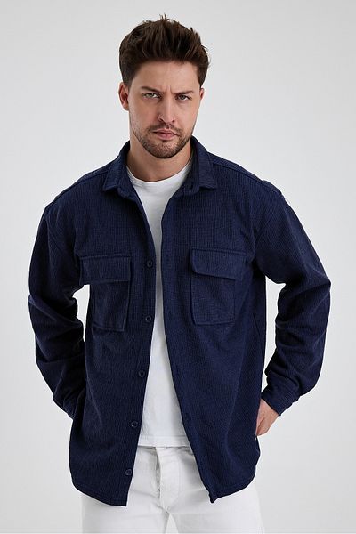 HAWKKİNG Ανδρικό πουκάμισο με διπλή τσέπη Oversize