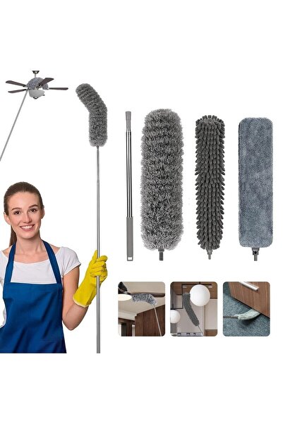Doori 3 Başlıklı Dip Köşe Mopu Esnek Uzun Saplı Anti Statik Teleskopik Köşe B...