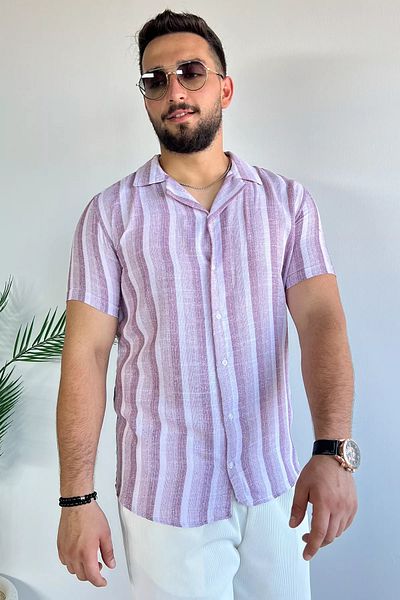 MİSHAR İTALİA Ленена риза с прилепнала кройка и шарки в бордо червено