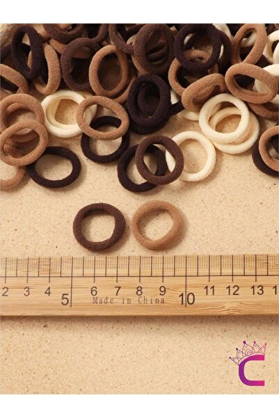 Cinderella Sada 100 malých elastických dívčích vlásenek v hnědé barvě