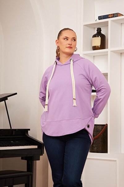 RMG Lilac Cord Sweatshirt - Plus Size, Decorated and Laced