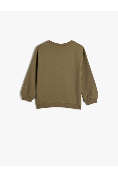 Koton Sweatshirt Long Sleeve Crew Neck City Print Detailed Raised