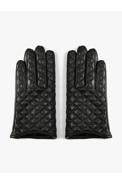 Koton Ski Gloves Leather Look Quilted
