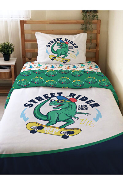 Evmila Timsah Desenli Çarşafsız 2'li Takım Baskılı Tek Kişilik Nevresim Takım...