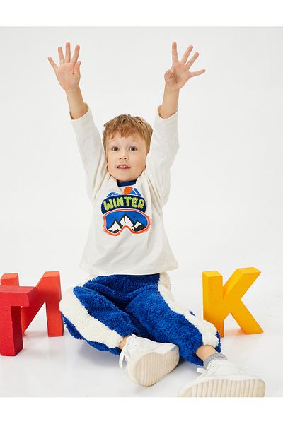 Koton Sweatshirt Winter Themed Printed Long Sleeve Crew Neck