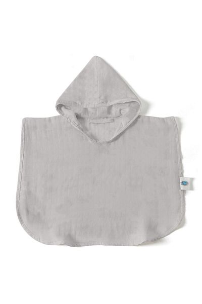 DEUX LAPINS 100% Cotton Muslin Baby Poncho Cotton Gray - Gray