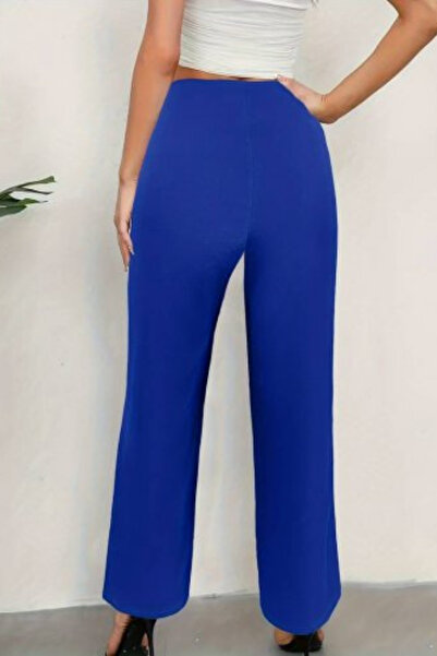 Mossta Saks Кольорові імпортні крепові штани - з ґудзиками та широкими штанинами