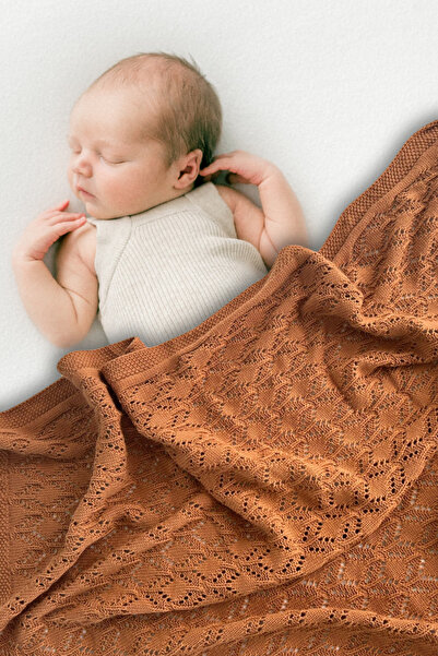 LITTLE DEDI Mila Zarif Örgü Motifli Bebek ve Çocuk Örtüsü, Bebek Battaniyesi