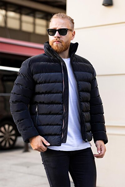 FAMODA Ανδρικό παλτό με γιακά μαύρο σταντ -FN10060