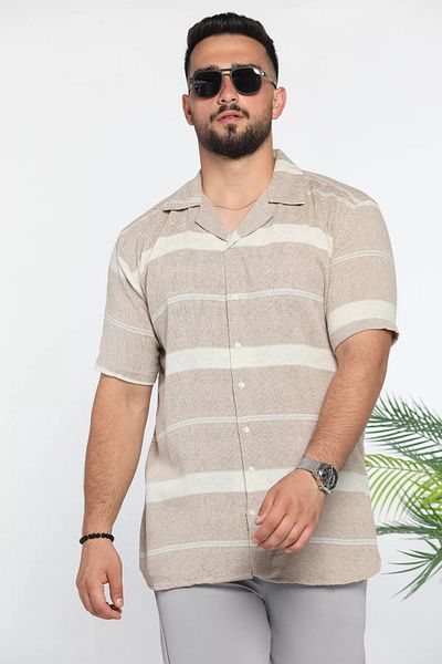 MİSHAR İTALİA Λινό πουκάμισο με σχέδιο Mink Slim Fit