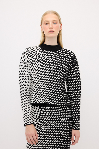 adL Geometrik Desenli Triko Kazak